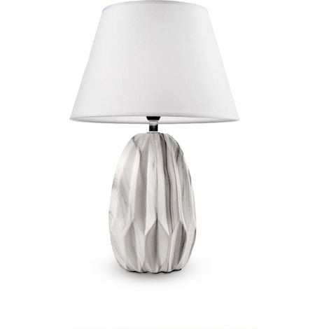 LAMPADA DA TAVOLO IN CERAMICA CON BASE EFFETTO MARMO DA 42 CM IN COLORE BIANCO (1/4)