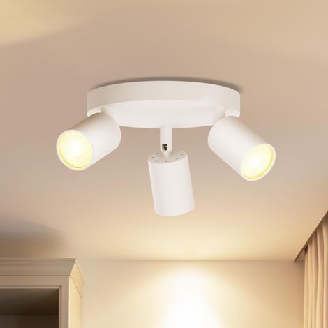 Plafonnier Spot LED GU10, Luminaires Intérieur Blanc Givré Round, Spots de Plafond 3 flammes, Métal Rampe (Sans Ampoule) (1/5)