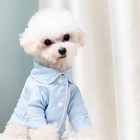 Pijamas para mascotas, ropa de moda para mascotas, camisa para perros, abrigo de lujo, chaqueta, ropa informal para perros pequeños y medianos, gatos, chihuahuas y bulldogs, ropa para mascotas azul (1/5)