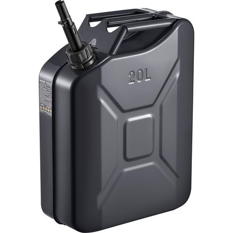 Jerrican Essence Métal 20 L Bidon Essence Débit Maximal 6 L/min Réservoir de Carburant Portable Résistant pour Véhicules, Tracteurs, Tondeuse à Gazon, avec Bec Verseur, Poignée Confortable, Noir (1/5)