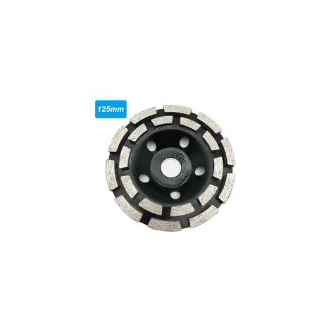 Meule diamantée à double rangée abrasive 125 mm, pour marbre, béton, polissage, noir –
