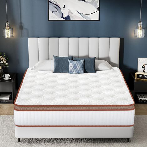 Matelas 140x200 cm,épaisseur 25 cm.Latex mixte et ressorts ensachés indépendants, 8 zones,Tissu Doux pour La Peau, Hypoallergéniqu