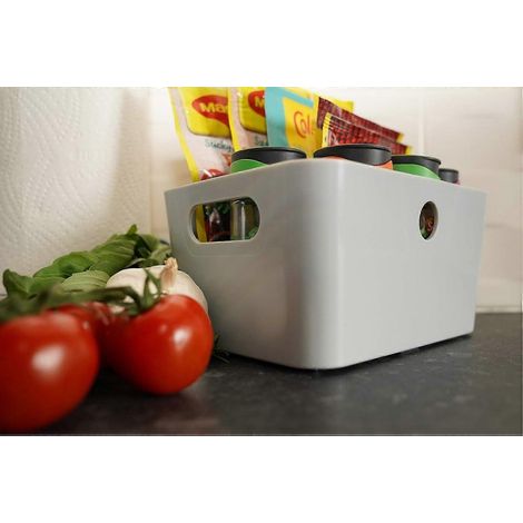 Ensemble de 5 petits paniers de rangement en plastique avec poignée, pour bureau, maison et cuisine. (1/4)