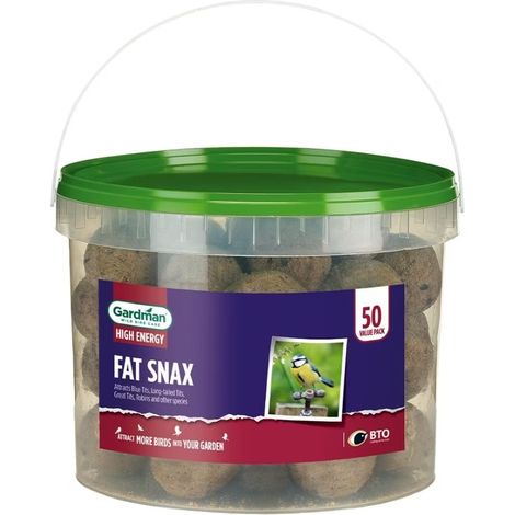 Gardman Tub Of 50 x Fat Snax Balls Seed Suet Cereal Mix Food Wild Bird
