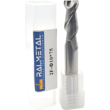 Cortador de aluminio VHM de 2 filos, 10 x 25 x 75 mm, 45 HRC (1/4)