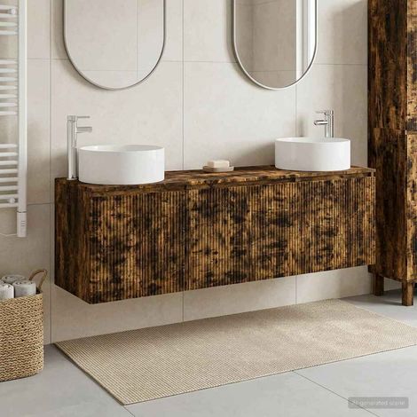 vidaXL Bathroom Cabinet Set 3 pcs Smoked Oak 161.5 x 44.5 x 80 cm (1/5)
