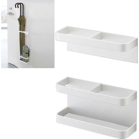 Porte-parapluie réglable en hauteur, support compact et peu encombrant, organisateur pour maison et bureau, 20 x 6,5 x 14 cm, blanc (1/5)