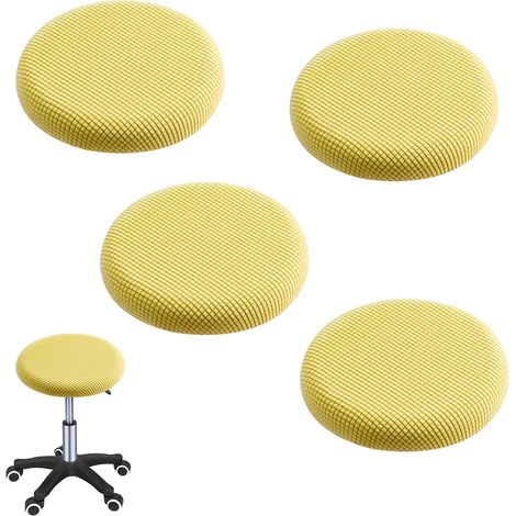 Housse De Tabouret Ronde - Élastique 95% Polyester 5% Spandex - Pour Tabourets De 32 À 40 Cm De Diamètre - Lot De 4 (1/5)