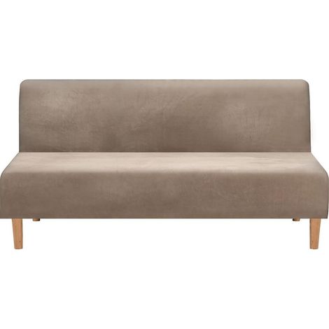 Funda para sofá cama convertible sin brazos, terciopelo elástico, grueso, suave y cómodo (terciopelo grueso color topo). (1/5)