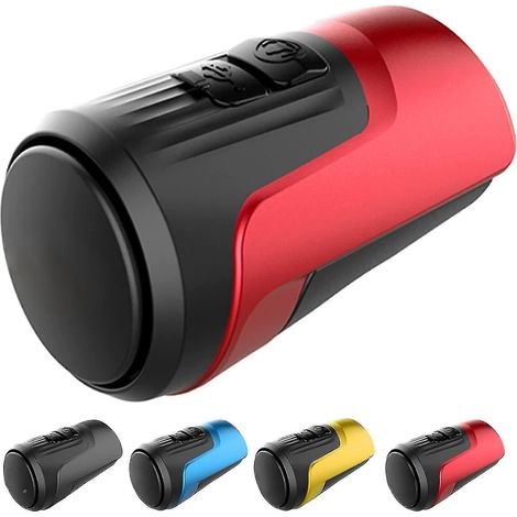 Elektrische Fahrradhupe, 100–125 dB, elektronische Klingel, 4 Klangmodi, USB-Akku, wasserdichte Silikon-Diebstahlsicherung mit hoher Lautstärke – Rot