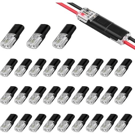 30 Pièces Connecteur Electrique Etanche rapide, Connecteur Fiche Voiture pour Câble, Connecteur Etanche 2 Fils, pour Voitures, LED, Motos, NaviresPour Câble 18-22 AWG, Broches Connecteurs Câble (1/5)