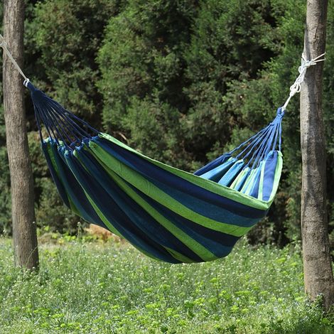Ahlsen Hamaca para acampar al aire libre, portátil, de lona para exteriores, ligera, con correas aptas para árboles, bolsa de transporte, perfecta para jardín, balcón, patio, playa, senderismo (1/4)