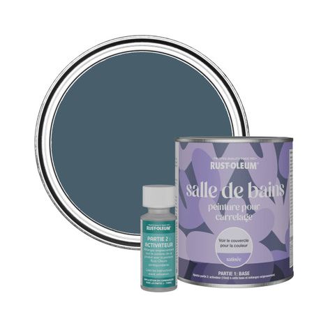 Peinture pour Carrelage de Salle de Bain, Finition Satinée - Bleu Dessin 750ml (1/3)