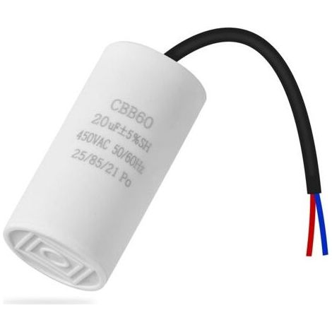 Condensateur CBB60 20µF 450V 50/60Hz – Démarrage moteur avec fils – Performance optimisée pour compresseurs et ventilateurs (1/5)