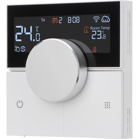 Thermostat intelligent pour chauffage au sol électrique, design de bouton rotatif WiFi, compatible avec boîte encastrée de 60 mm, 16 A avec capteur de sol externe, application et commande (1/5)