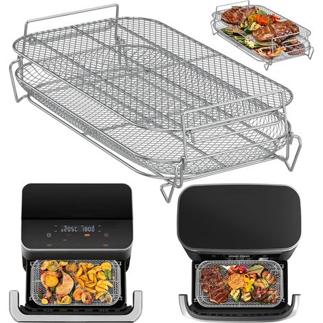 Accessoires pour friteuse à air chaud Compatible avec Ninja AF500EU, Grille pour friteuse à air chaud à 2 étages pour COSORI Dual Blaze Twinfry 10 L, Plateau de cuisson pour friteuse à air (1/5)