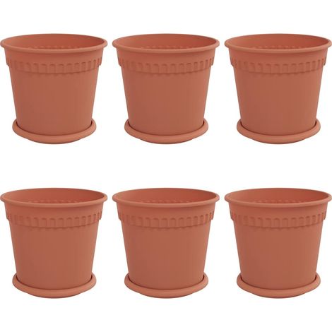 Maison Exclusive - Vasi per Piante 6 pcs Rosso Mattone Ø 19 x 16 cm Plastica