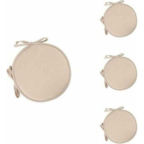 Ensemble de 4 coussins ronds pour siège, coussins de chaise ronds, galettes de chaise pour salle à manger, jardin, maison, bureau, cuisine (beige) (1/4)