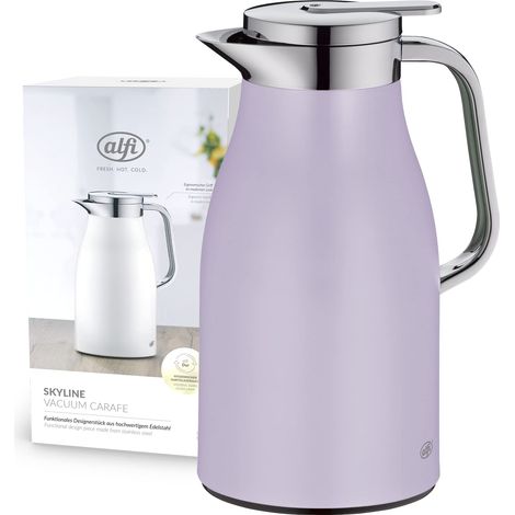 1.0l, lavender mat, pichet isotherme inox avec intérieur en verre trempé hygiénique, bouchon vissé avec bouton poussoir très pratique, poignée ergonomique, cafetière, théière (1/5)