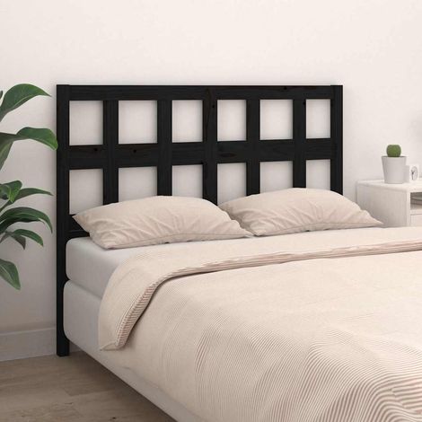 vidaXL Cabecero de cama madera maciza de pino negro 205,5x4x100 cm (1/5)