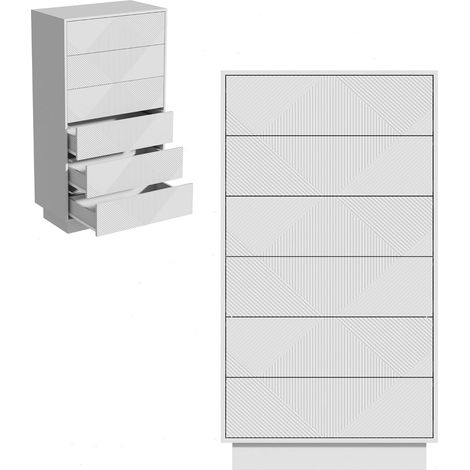 Cómoda, con cajones, 60 x 33,5 x 111 cm, blanco (1/5)