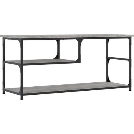 Mobile TV multimediale scaffale per televisione televisore buffet sala da pranzo soggiorno camera da letto sonoma 103 x 38 x 46,5 cm pannelli compositi e acciaio grigio 020028371