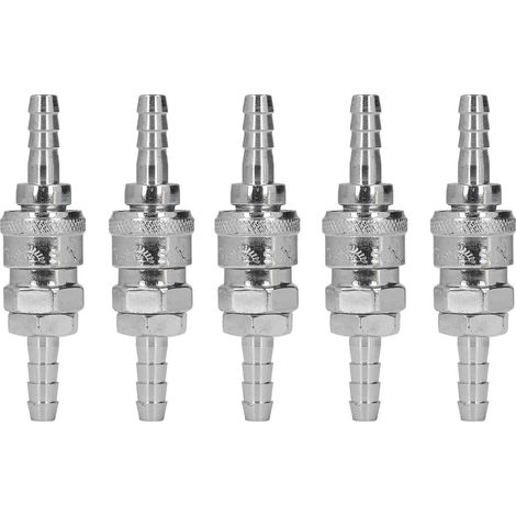 5 jeux de raccords pneumatiques à connexion rapide en acier inoxydable nickelé et kit de bouchons (5x8 Long Tail (SH+PH-20) ) (1/5)