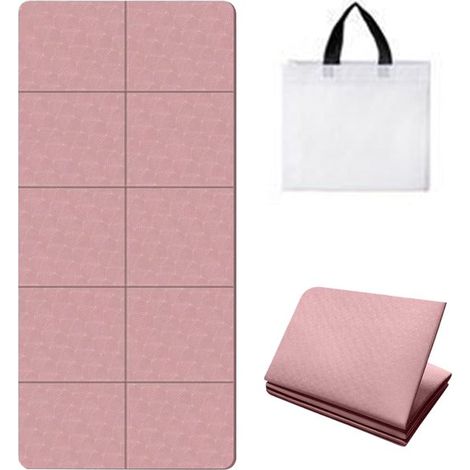 Yogamatte Faltbare, gepolsterte Trainingsmatte Inklusive Aufbewahrungstasche Rutschfeste und stoßdämpfende Fitnessmatte 185 cm x 90 cm Fitnessmat