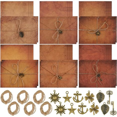 6 pièces - Enveloppes - A5 Ensemble de lettres d'amour manuscrites - Enveloppes de papier métal Kraft - Ensemble d'écriture de (1/5)