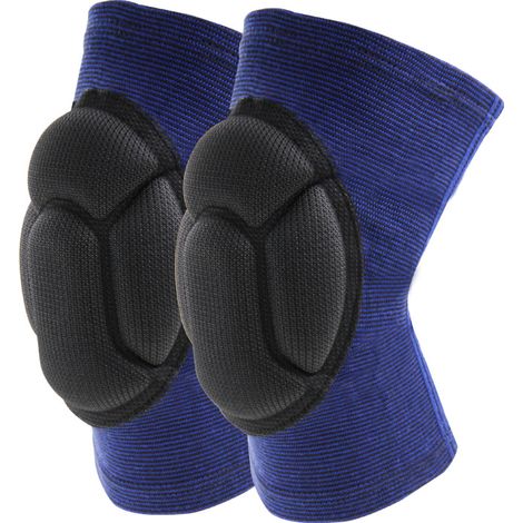 Genouillères Professionnelles pour Le Travail,Genoux Confortable pour sols abrasifs pour Gardning et Construction Danse,1 paire Élastique mousse Anti choc Taille unique bleu M(Tour de jambe 34-42cm) (1/4)