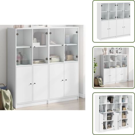 The Living Store Estantería con puertas madera de ingeniería negro 136x37x142 cm - Estantería con puertas