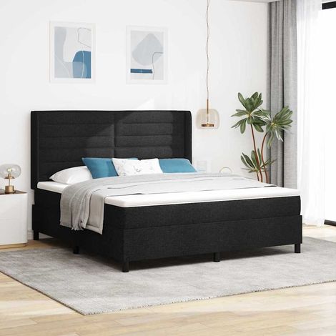 LED Boxspringbett mit Matratze Schwarz 180 x 200 cm Stoff