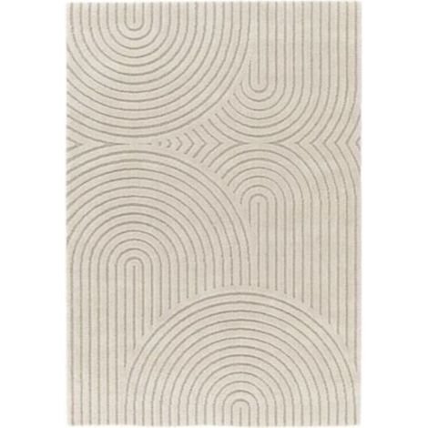Tapis salon et chambre 80x150 beige rectangle tissé motif simple RIVIERA 1 (1/4)