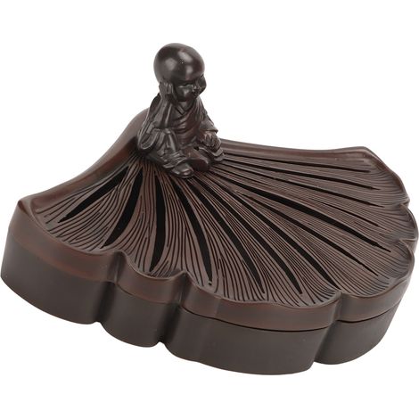 Encensoir en alliage de zinc ancien avec couvercle, brûleur d'encens feuille de ginkgo exquis pour chambre, salon, espace méditation, élégant et durable (1/5)