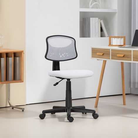 Silla de Oficina sin Brazos Silla de Escritorio Giratoria con Respaldo de Malla Transpirable Altura Ajustable Blanco (1/5)