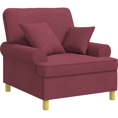 XL Armchair with Cushions Wine Red Fabric vidaXL (1/5)