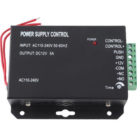 Alimentation 12 V 5 A pour système de contrôle d'accès de porte de sécurité, noire, 100-260 V (1/5)