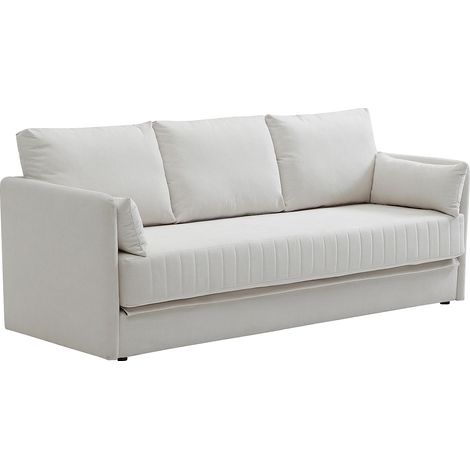 Canapé 3 places convertible en tissu beige GRECCO (1/4)