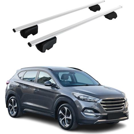 OMAC Barres de toit pour Hyundai Tucson III 2016-2021 – City Crash tested – ISO PAS 11154:2006 – Antivol inclus – Charge max 75 kg – 2 barres Argent (1/4)