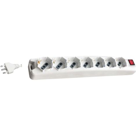 Multipresa con Cavo 1,5mt 7 Prese 10/16A 2P+T Bipasso + Shuko Interruttore Luminoso Spina 16A 2P+T Colore Bianco (1/7)