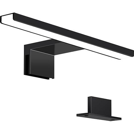 Lampe Miroir Salle de Bain LED Noire 5W 50CM 400LM, Applique Miroir 6000K Blanc Chaud, Lampe Armoire de Toilette IP44 Imperméable, Éclairage pour Maquillage et Coiffeuse (300mm) [Classe énergétique E]
