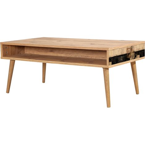 Table basse en bois clair originale avec niche Kiza 764 (1/3)