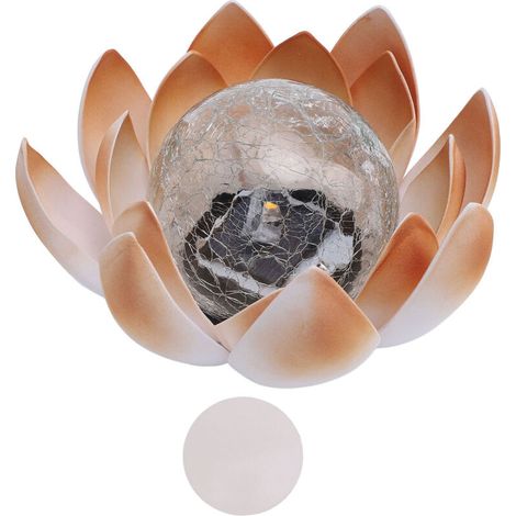 Rosvola Lumière de cour ambre à énergie solaire lampe décorative en verre craquelé jardin de fleurs pour l'extérieur