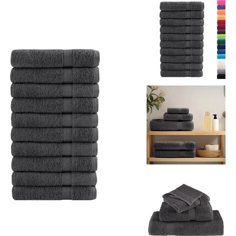 Premium-Saunatücher SOLUND 10 Stk Anthrazit 80x200 cm 600 g/m² - Saunatücher - Baumwollhandtücher - Saunazubehör - Wellnessaccessoires - Anthrazit (1/5)