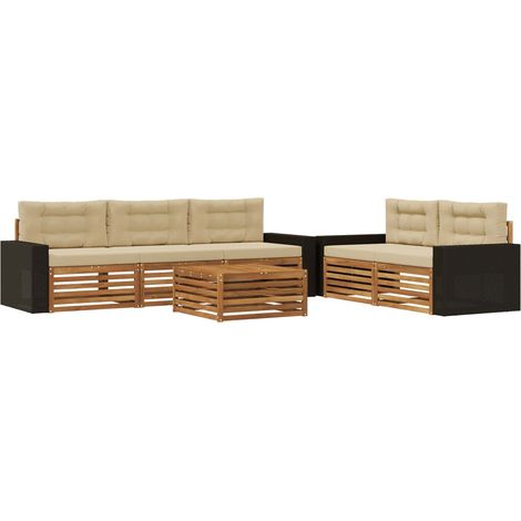 Ensemble de canapés d'extérieur 6 pc Naturel et Beige vidaXL