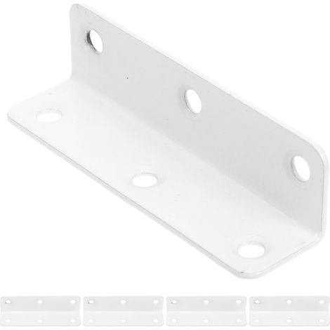 Équerres de renfort d'angle en acier inoxydable blanc, lot de 5, supports L 90 degrés pour bois, fixation facile pour meubles de jardin et portail (1/5)