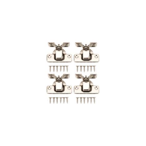 Lot de 4 charnières à base 4 trous – Bras court grand coudé – Charnières pour meuble (1/5)