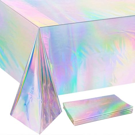 Nappes jetables en plastique irisé, lot de 4, modèle 2025, pour Galentines (1/5)