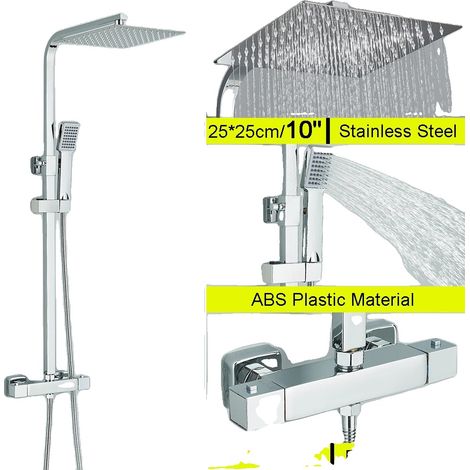 Ensemble de douche, double poignée, contrôle auto-thermostatique, Noir E 10 pouces (1/2)