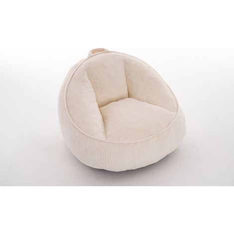 Poltrona pouf in velluto a coste beige con memory foam 90x90x59 cm HOMVRA (1/5)